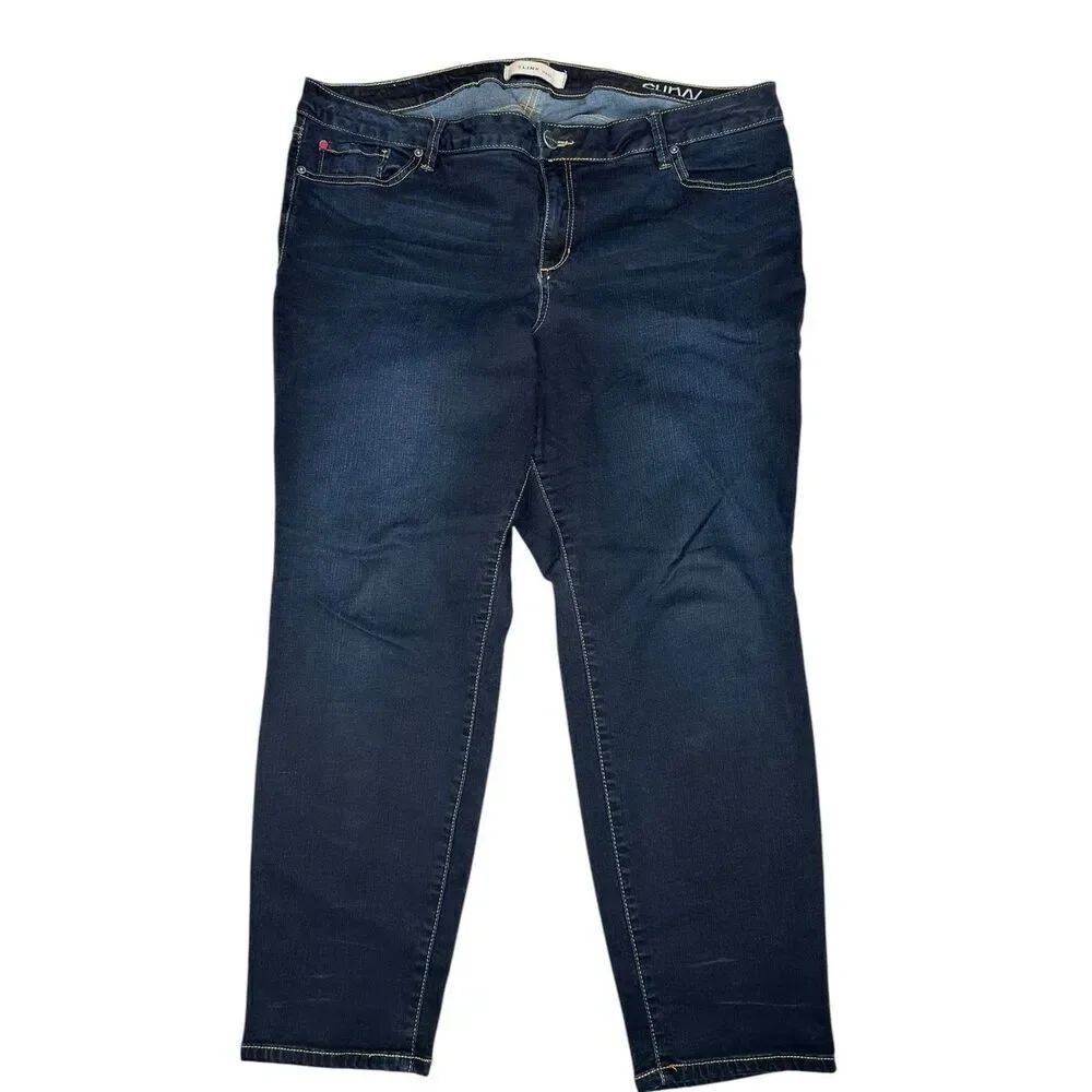 Slink Jeans Curvy Stretch Dark Wash Ankle Denim High Rise Skinny Womens Size 22W